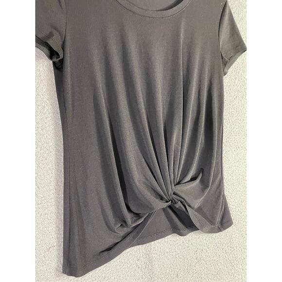 Candie’s Knot-Front Scoop Tee Women M Black Soft Stretch Casual Minimalist Basic - Picture 5 of 8